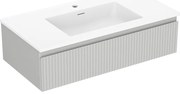 Mexen Rivel szafka łazienkowa 90 cm z umywalką Otis, 1 szuflada, ryflowana , szara mat/biała mat - 91A20-09023-1-BF62-W18M01
