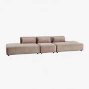 Fogler 3-częściowa Modułowa Sofa Z Podwójnym Szezlongiem Sztruksu Camel - Sklum