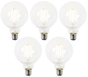 Zestaw 5 żarówek LED E27 G95 przezroczyste 2,2W 470lm 2700K
