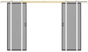 Drzwi przesuwne podwójne z ukrytym systemem przesuwnym – aluminium i szkło hartowane przydymione – 2 x wys. 205 x dł. 63 cm – LINCI II