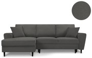 Ciemnoszary rozkładany narożnik sztruksowy Kooko Home Jazz, lewostronny
