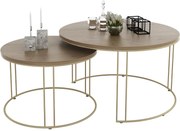 Zestaw stolików 2w1 w stylu glamour złoty + dąb lancelot N2-P28