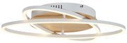 Lampa sufitowa biała z drewnem, w zestawie LED, 3-stopniowa regulacja ściemniania, 2-źródła światła - Kane Nowoczesny Oswietlenie wewnetrzne