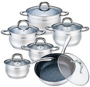 Srebrny Zestaw Garnków Ze Stali Nierdzewnej E5-G00