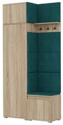 Garderoba z siedziskiem i nadstawką do przedpokoju SINGAPUR 104 dąb sonoma/zielony MEBLOWA 1