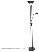 Nowoczesna lampa stojąca czarna z lampką do czytania, w tym LED z możliwością ściemniania do ciepłego światła - Diva Nowoczesny Oswietlenie wewnetrzne