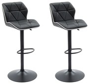 Zestaw 2 stołków barowych z ekoskóry i stali - Regulowana wysokość - Czarny - CALVIN
