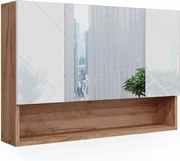 Szafka z lustrem w łazience biały wysoki połysk/złoty dąb power 80.1x17x55 irma