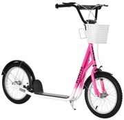 HOMCOM Hulajnoga dziecięca od 5 do 12 lat regulacja wysokości różowy biały