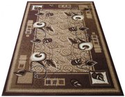 Brązowy Prostokątny Dywan W Listki A5-E07