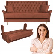 Wersalka uszak welurowa SOFA 3osobowa rozkładana GAJA brązowa Family Meble