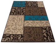 Dywan nowoczesny Luna Elements Patchwork Brązowo-Niebieski 140 cm x 200 cm
