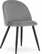 Krzesło Valora BELLO w kolorze jasnoszarym, aksamitne, czarne nogi