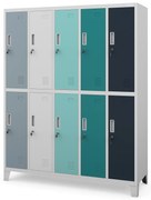 Szafa socjalna ubraniowa 10-drzwiowa BARTEK, 1360 x 1720 x 450 mm, szaro-wielokolorowa