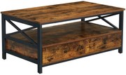 Ława prostokątna kawowa rustykalny z szufladami brąz P6-G80