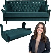 Sofa USZAK zielona 3osobowa rozkładana WELUROWA wersalka GAJA Family Meble