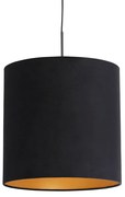 Lampa wisząca z czarnym aksamitnym abażurem ze złotem 40 cm - Combi klasyczny/Antyczny Oswietlenie wewnetrzne