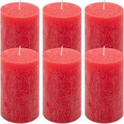 Zestaw świec rustykalnych, 11,5 cm, Ø 6,8 cm, czerwony, 6 sz