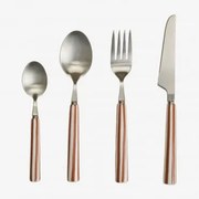 Zestaw Sztućców 16 Elementów Ze Stali Nierdzewnej I Ceramiki Ireli Terakota - Biały - Sklum