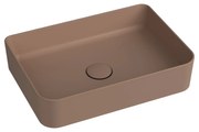 Umywalka ceramiczna nablatowa brązowa bez otworu na baterie 50 x 35 cm LERA Cappuccino