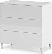Komoda kolumnowa z 3 szufladami Vera, kolor biały połysk, szerokość 80 cm.
