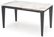 Stół rozkładany FELIX 141(201)x81 biały marmur/czarny HALMAR