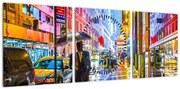 Obraz - Miasto w neonowym blasku (z zegarem) (90x30 cm)