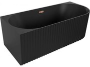 Mexen Gia wanna wolnostojąca narożna ryflowana lewa 150 x 75 cm, czarna mat, przelew różowe złoto - 52701507571L-60