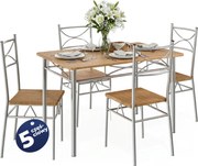 Zestaw jadalniany PAUL, 5 części, naturalny brąz Casaria