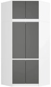 Narożna szafa z nadstawką biały + grafit G4-B00
