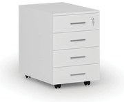 Kontener biurowy mobilny SOLID, 4 szuflady, biały