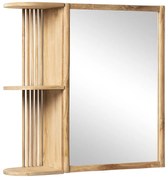 Szafka ścienna łazienkowa z drewna teakowego z lustrem i wnękami – kolor naturalny – CIMAHI