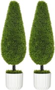 HOMCOM Sztuczna roślina cyprys 2 sztuki 90 cm dekoracyjne drzewka w doniczkach do domu i biura | Aosom PL