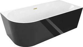 Mexen Mia wanna wolnostojąca narożna prawa 180 x 80 cm, biała/czarna, przelew złoty szczotkowany - 52691808075P-55