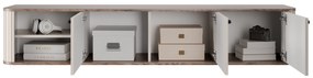 Szafka RTV wisząca Vesper 3D 187 cm - kaszmir / orzech / czarne uchwyty