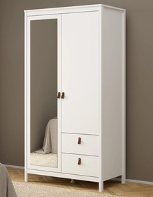 Dwudrzwiowa szafa z lustrem i szufladami Madrid, biały mat