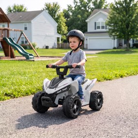 AIYAPLAY Elektryczny quad dziecięcy 6V z akumulatorem litowym, funkcja jazdy do przodu, sterowanie przyciskiem na kierownicy 1,5–2 lata Biały | Aosom PL