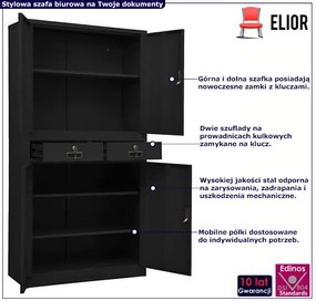 Czarna zamykana szafa na segregatory L3-R19