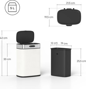 HOMCOM 5 l kosz na śmieci, ustawiany wolnostojąco lub zawieszany, stal nierdzewna, kremowo-biały