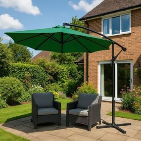 Parasol ogrodowy na wysięgniku XS-UMS021 z korbką, zielony, 3 m
