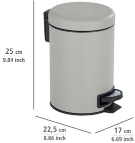Szary kosz na śmieci z pedałem Wenko Leman, 3 l