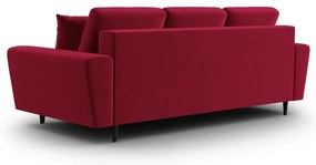 Czerwona aksamitna rozkładana/ze schowkiem sofa 235 cm Kyoto – Cosmopolitan Design