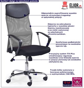 Szary pracowniczy fotel obrotowy - Bevo