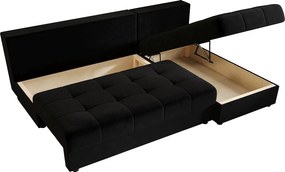 BEDANTE narożnik MOS L Itaka 15 prawa czarny z funkcją spania sofa w kształcie litery L z pojemnikiem na pościel