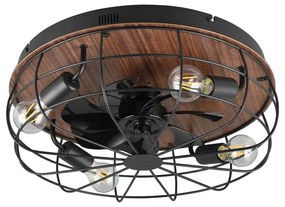 Lampa sufitowa ze zdalnym sterowaniem/z wentylatorem w kolorze matowej czerni/brązowa Trondheim – Trio