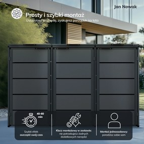 Zabudowa śmietnikowa 240L trzykomorowa, antracyt