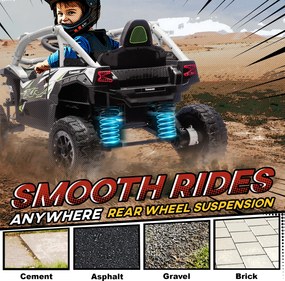 AIYAPLAY 12V Elektryczny pojazd terenowy dla dzieci, pilot, światła LED, muzyka, klakson, dla dzieci w wieku 3-8 lat, Szary