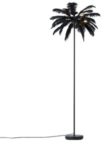Lampa podłogowa Art Deco czarna z czarnymi piórami - Peahen ArtDeco Oswietlenie wewnetrzne
