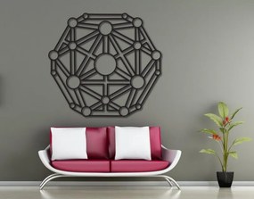 Geometryczne malowanie na ścianie drewnianej sklejki