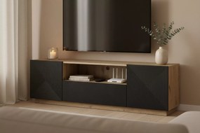 Szafka RTV Asha 167 cm z szufladą i wnęką - artisan / czarny mat